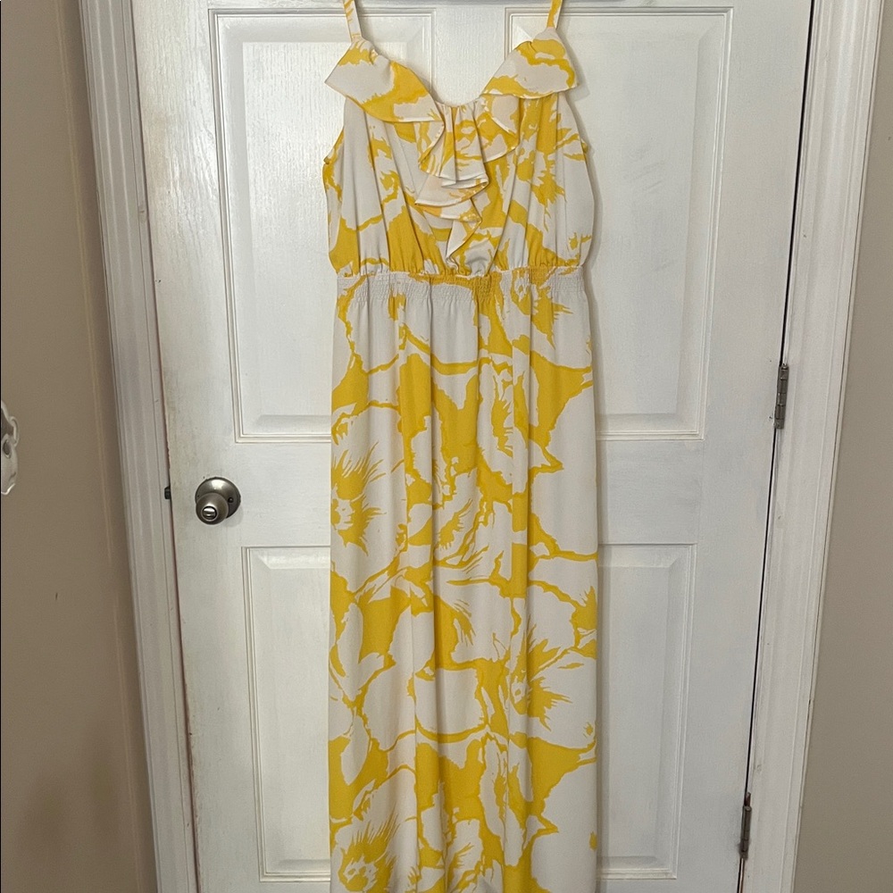 LOFT Yellow and White Floral Dress